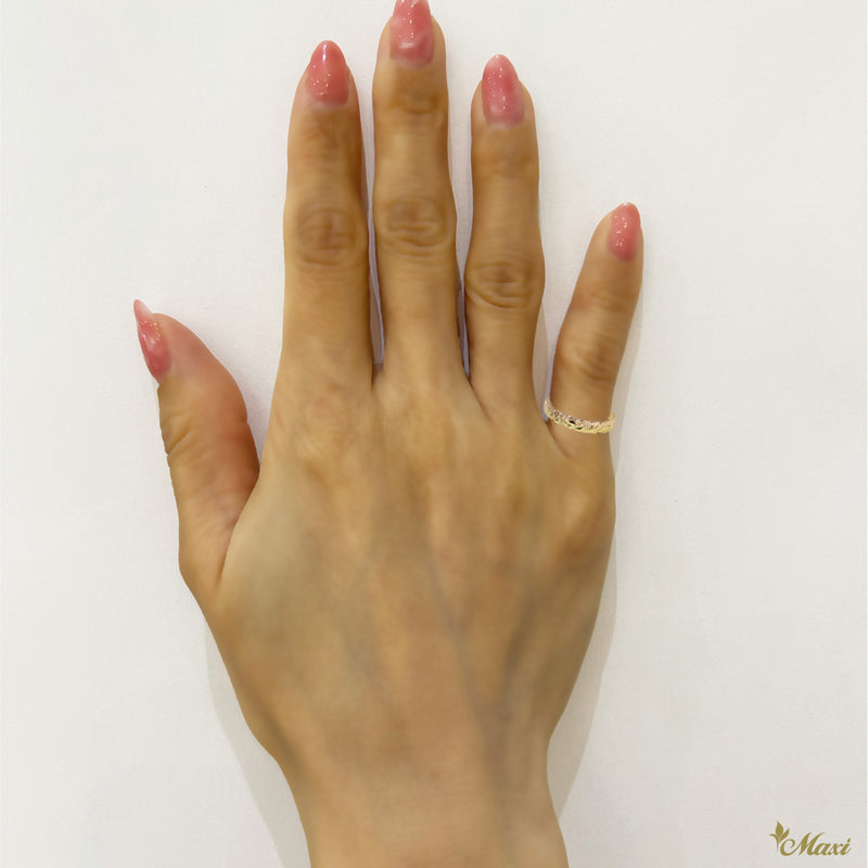 2.5mm_14K Gold Rainbow Cutout Pinky Ring puton