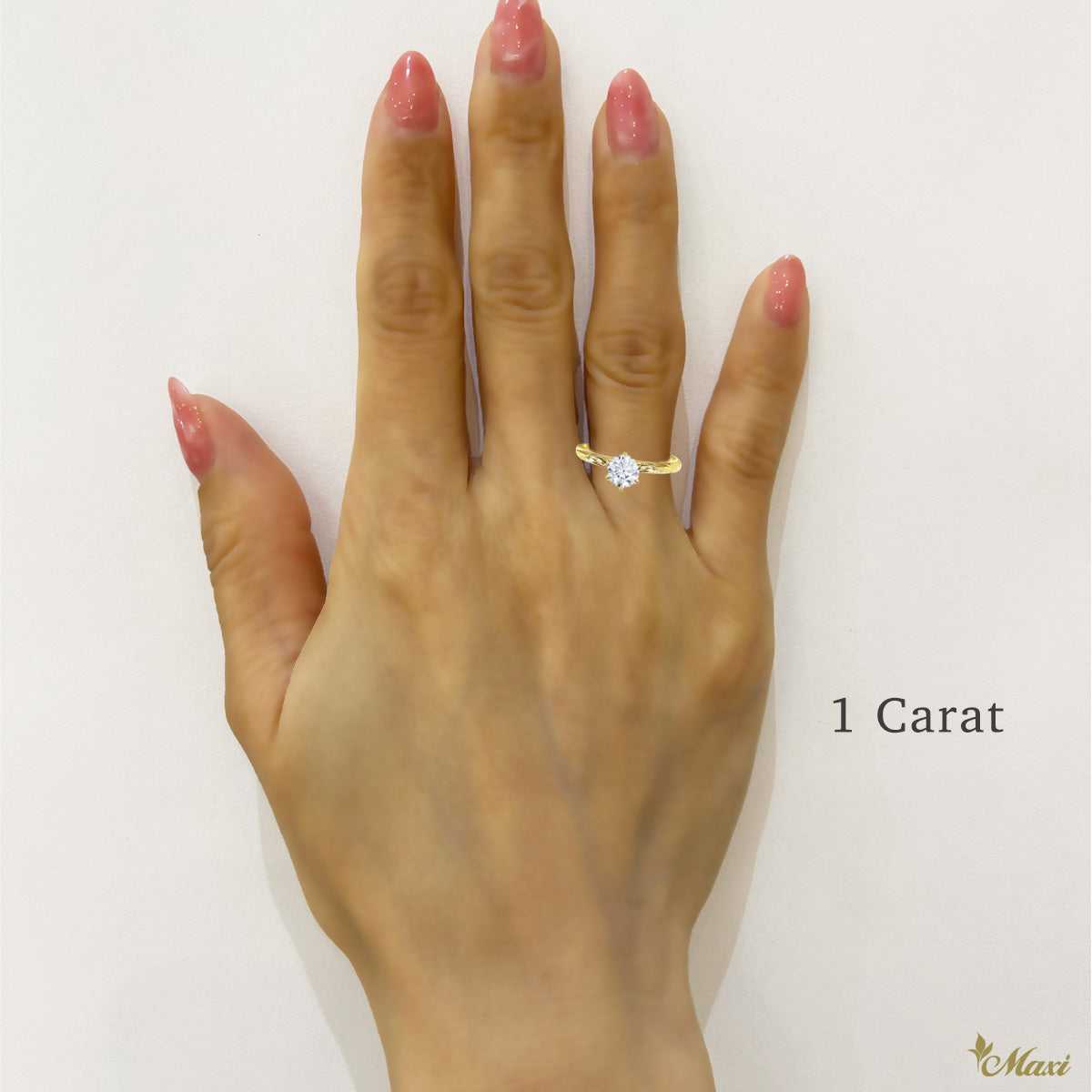 1 Carat Rond Lab-Grown Diamond Hawaiian Engraved Solitaire 2.5mm Ring [14K/18K Gold]