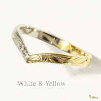 2mm Kohola Whale Tail _Two Tone Ring [14K Gold]  White & Yellow