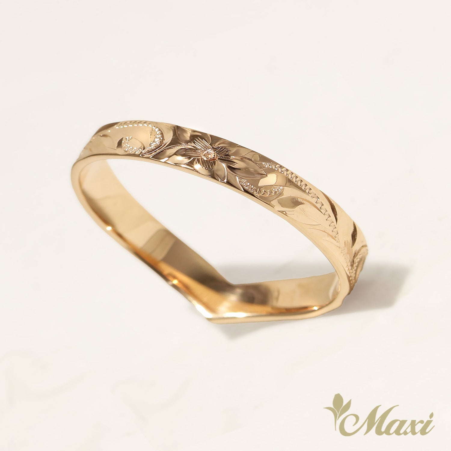 3mm Cough Whale Tail Ring [14K/18K Gold]