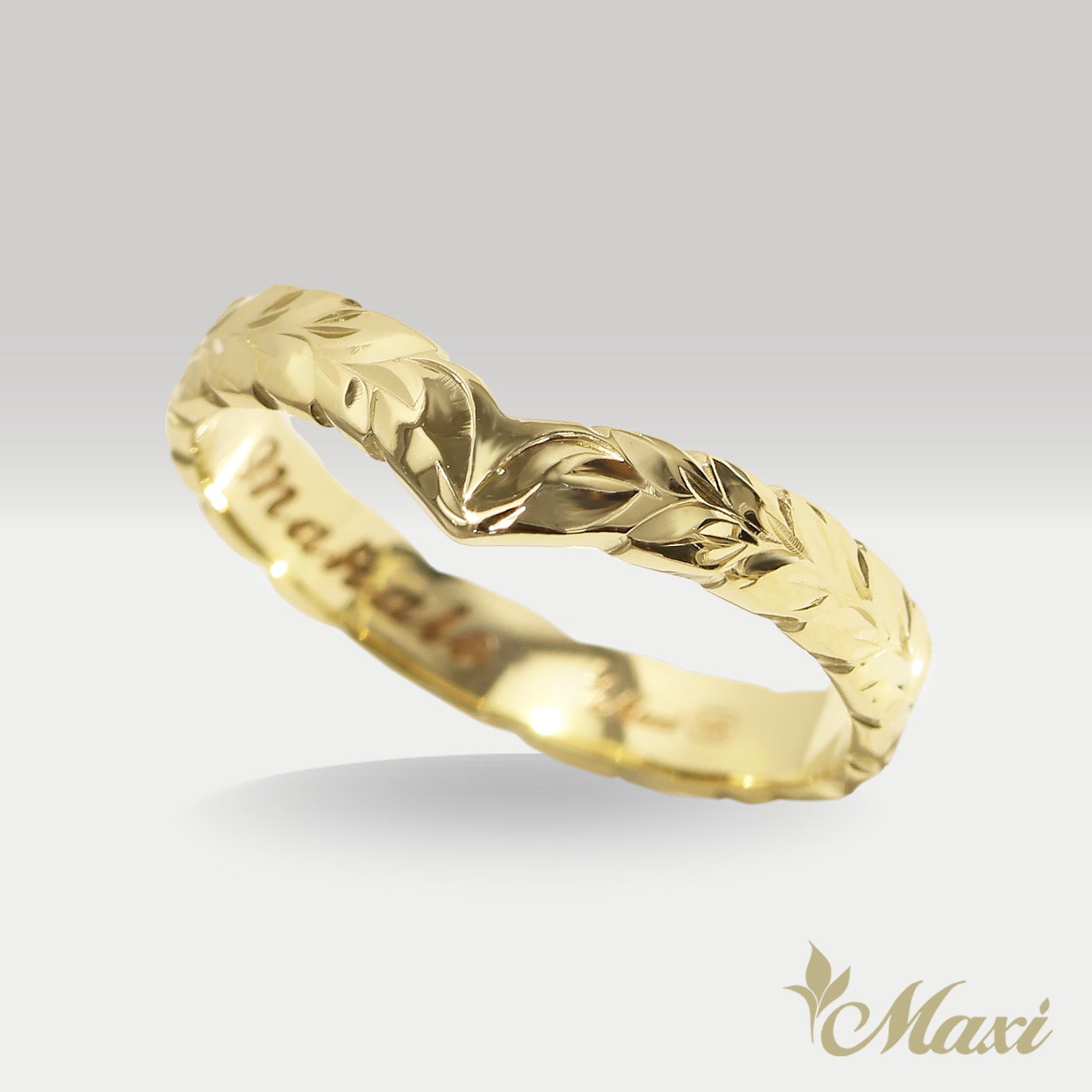 3mm Kohola Whale Tail Ring-Hawaiian Maile Pattern-Cutout [14K/18K Gold]