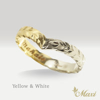 3mm Kohola Whale Tail Ring-Hawaiian Maile Pattern-Cutout-Two tone [14K Gold] 