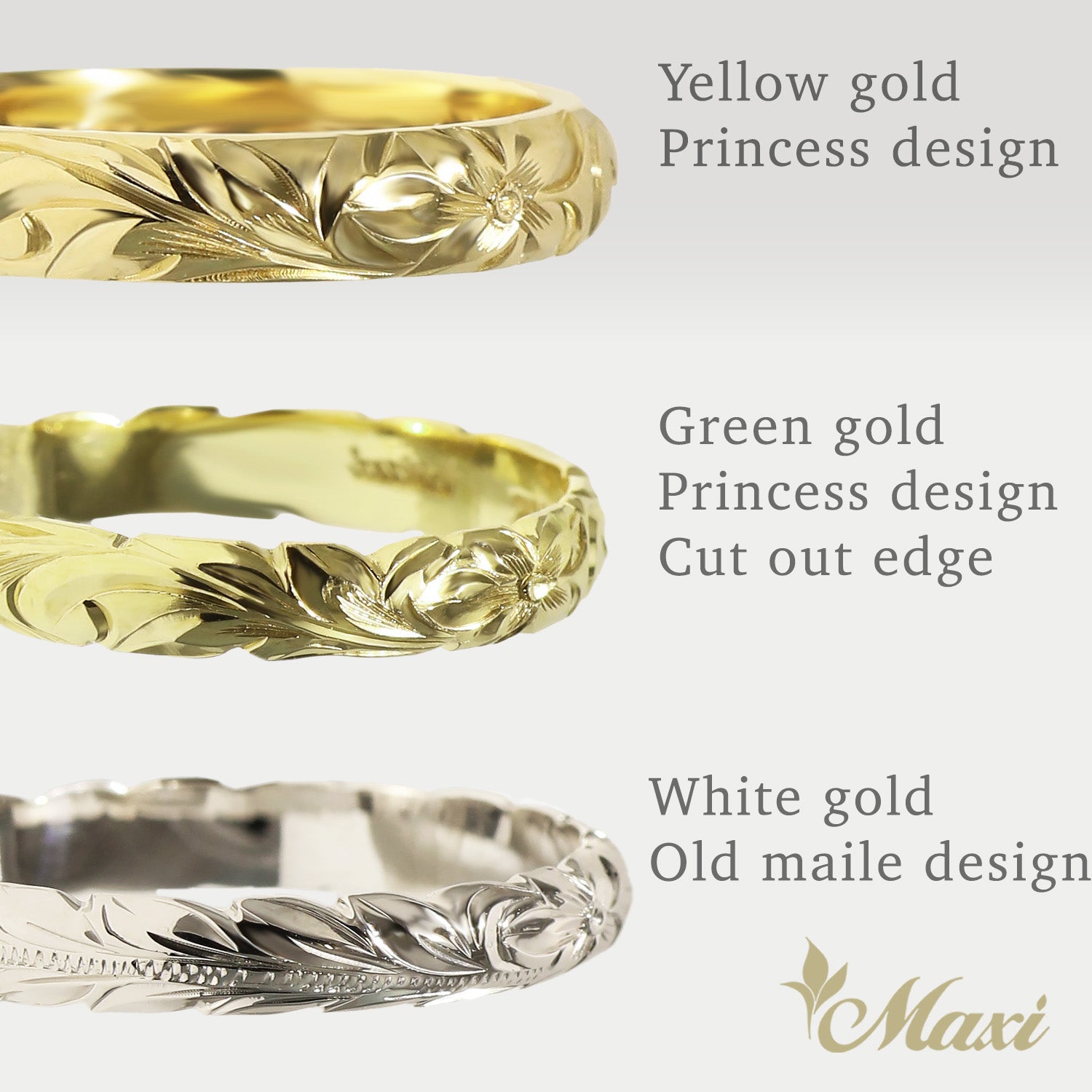 [14K/18K Gold/Platinum] 3mm Custom Hawaiian Ring (TRD/R_3mm))