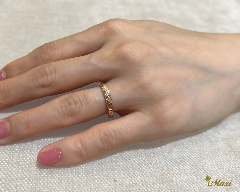 [14K/18K Gold/Platinum] 3mm Naupaka Ring *Made to Order*