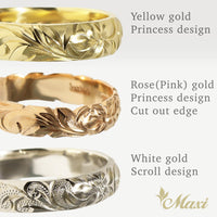 [14K/18K Gold/Platinum] 4mm Custom Hawaiian Ring (TRD/R_4mm))