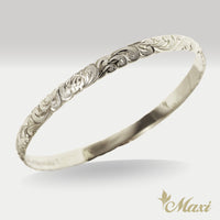6mm Closed Bangle Bracelet_Scroll & Honu　[14K/18K/Platinum Gold]