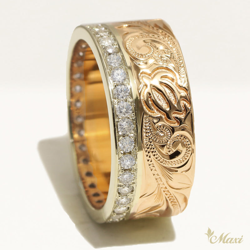 9mm Eternity Diamond Honu Ring [14K Gold]