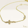 [14K Gold] Cross Charm Bracelet/Anklet with Diamond(B0179)