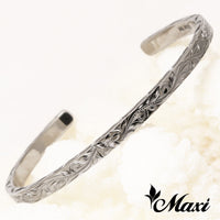 [Black Chrome Silver 925] 4mm Bangle Bracelet [Made to Order] (B0519-4mm)