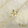 [14K Gold] Hawaiian Plumeria Flower Bracelet/Anklet with Diamond-Small (B0556)