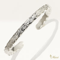 6mm Hawaiian Traditional Design Heavy Bangle Bracelet-3mm Thick [Silver 925]