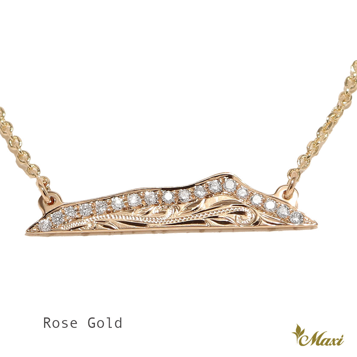 Diamond Head Necklace Small with round diamond 14K rose gold