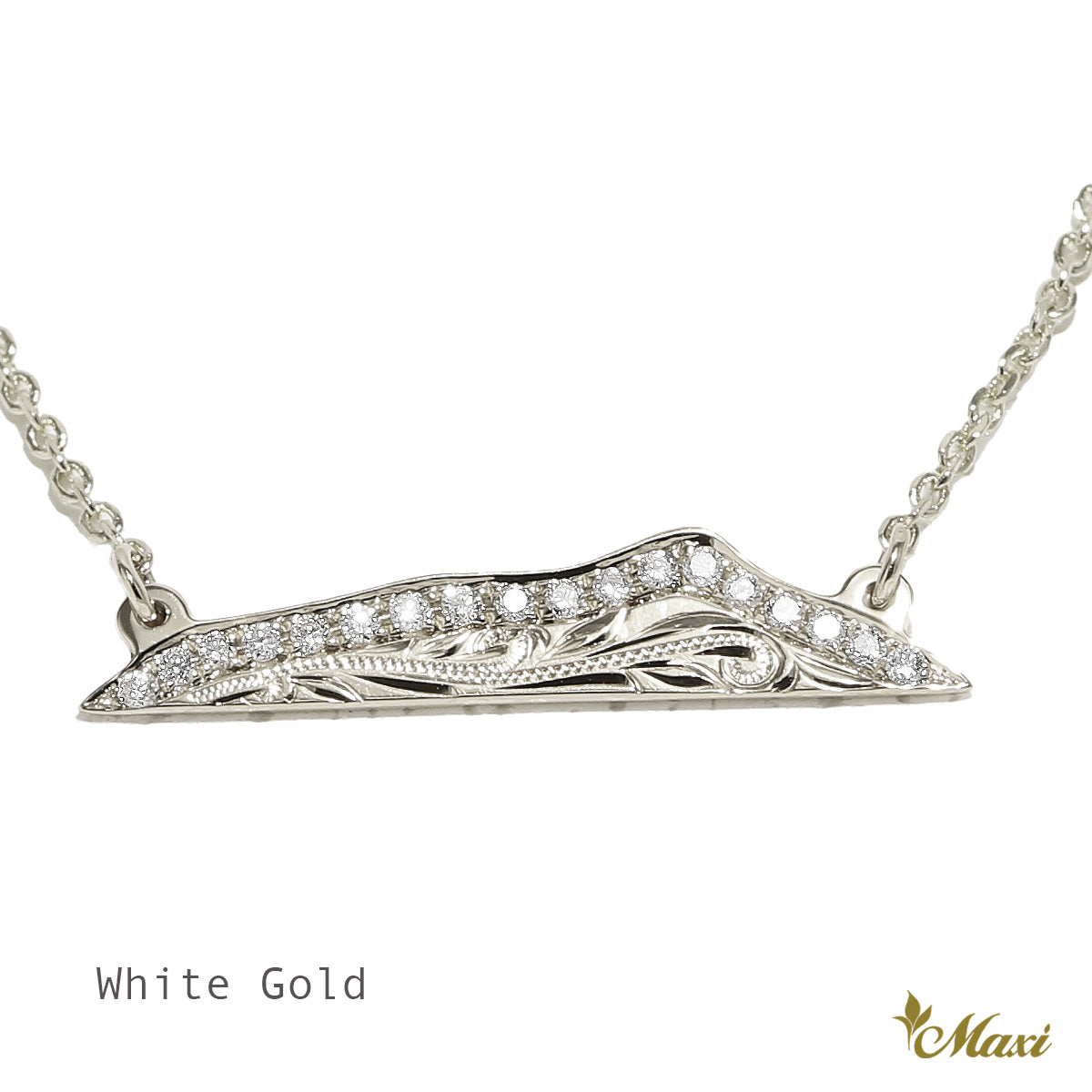 Diamond Head Necklace Small with round diamond 14K white gold