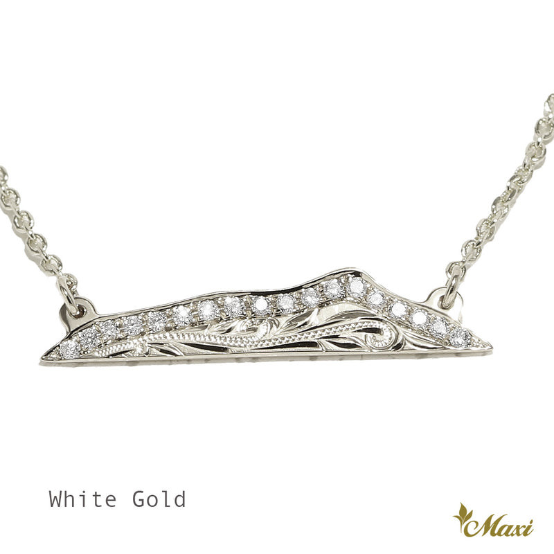 Diamond Head Necklace Small with round diamond 14K white gold