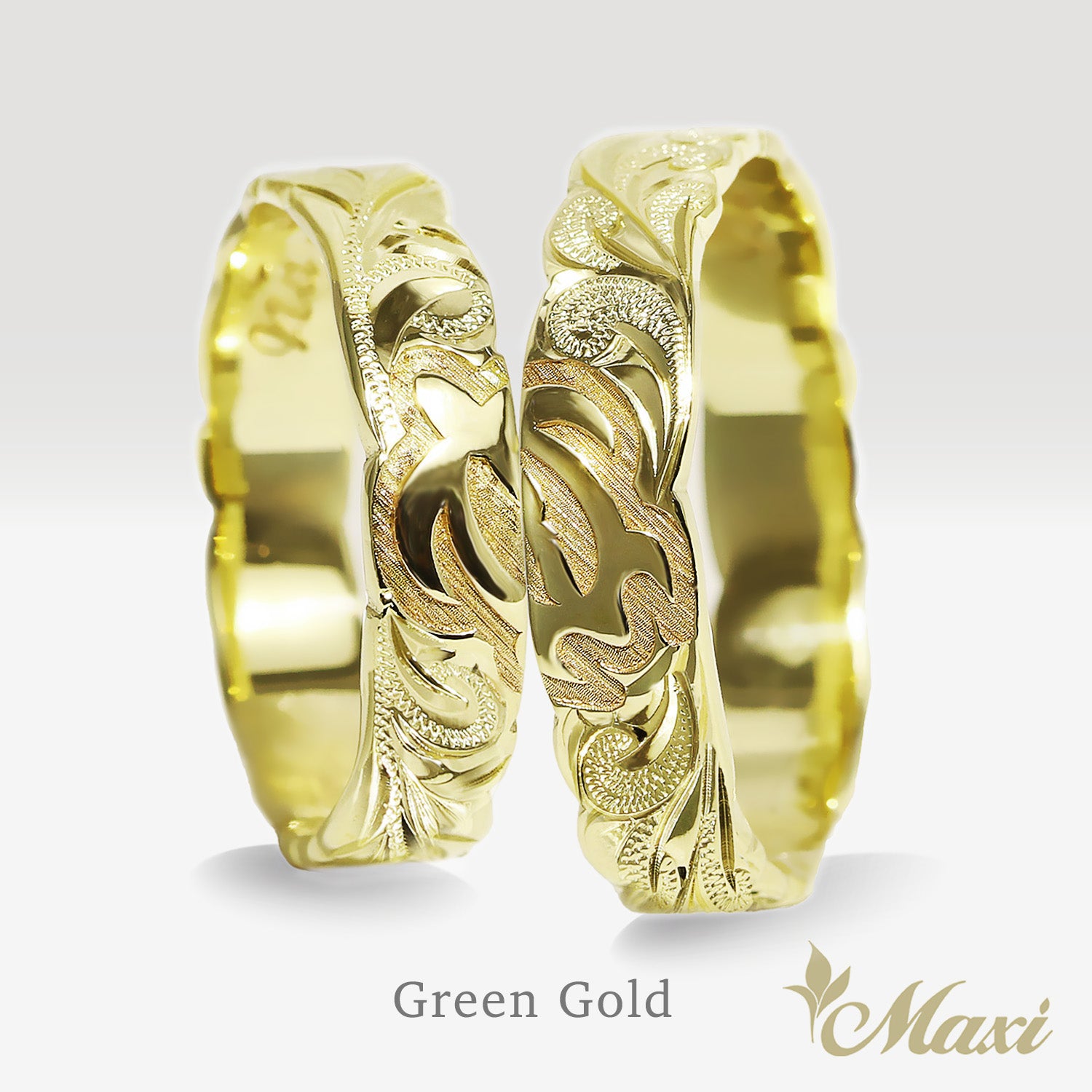 4mm & 6mm Half Honu_Hawaiian Sea Turtle Couple Rings [14K/18K Gold/Platinum]