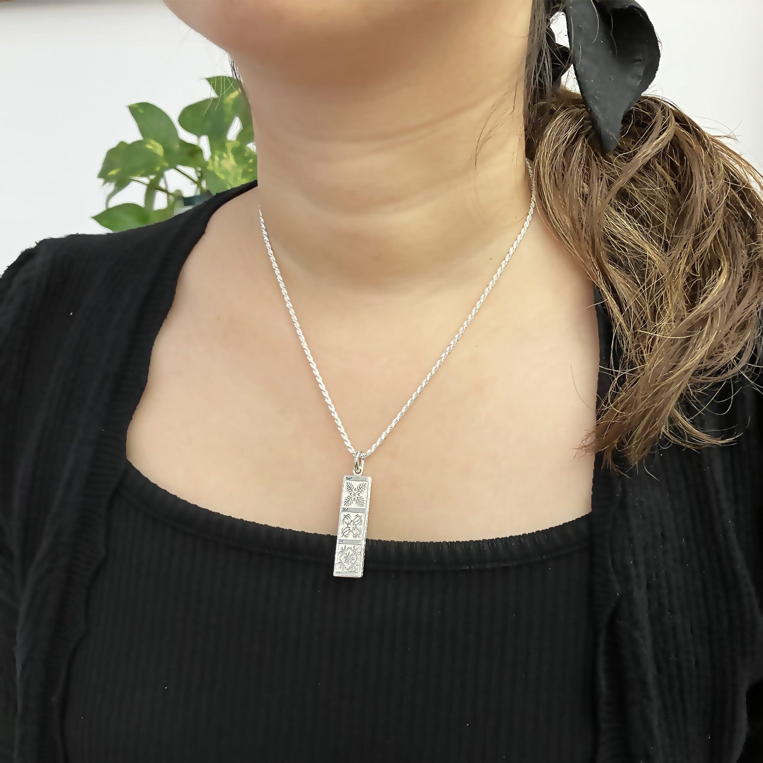 Hawaiian Quilt Pendant-Kukui,Honu,Naupaka [Silver 925]