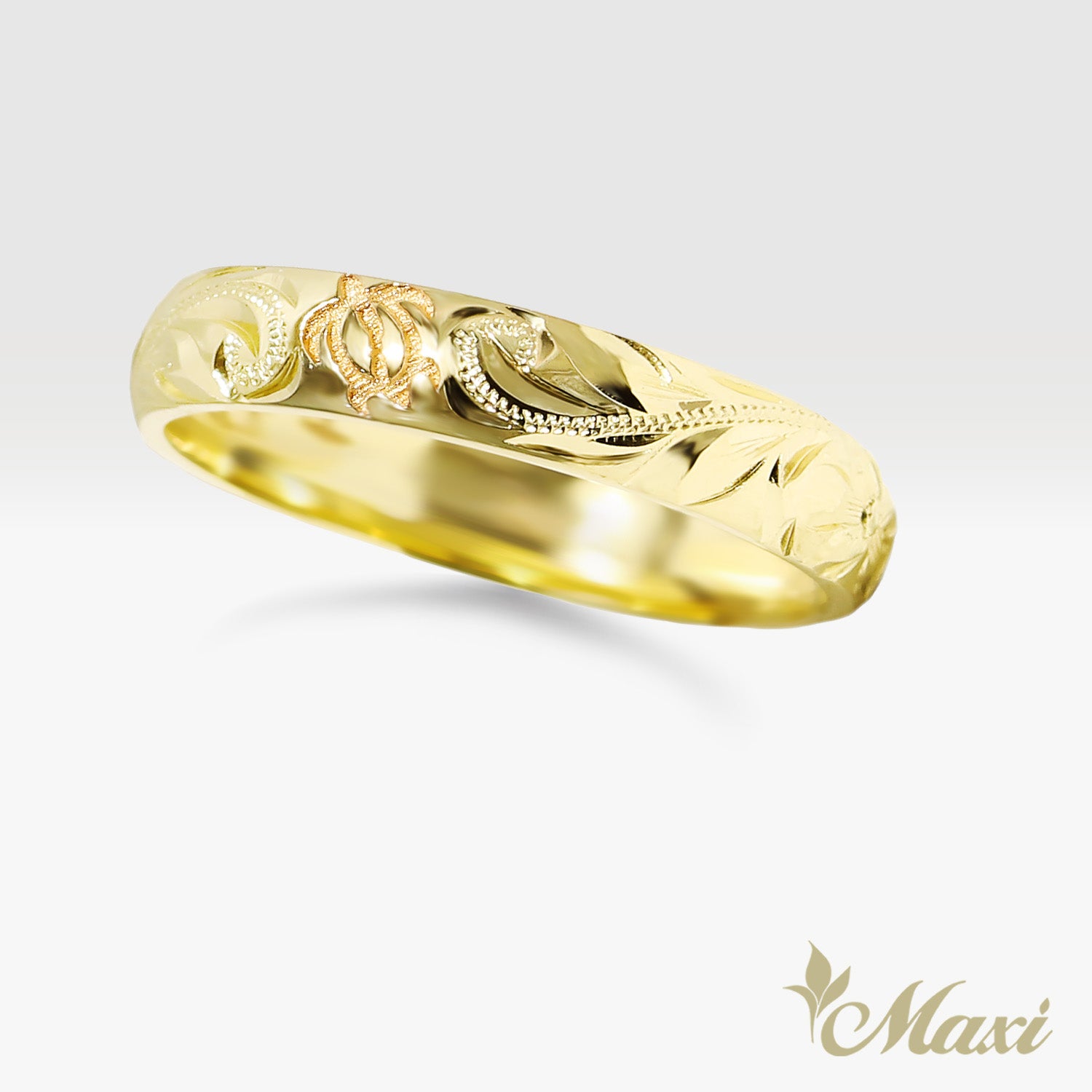 4mm & 6mm Honu_Hawaiian Sea Turtle Couple Rings [14K/18K Gold/Platinum]