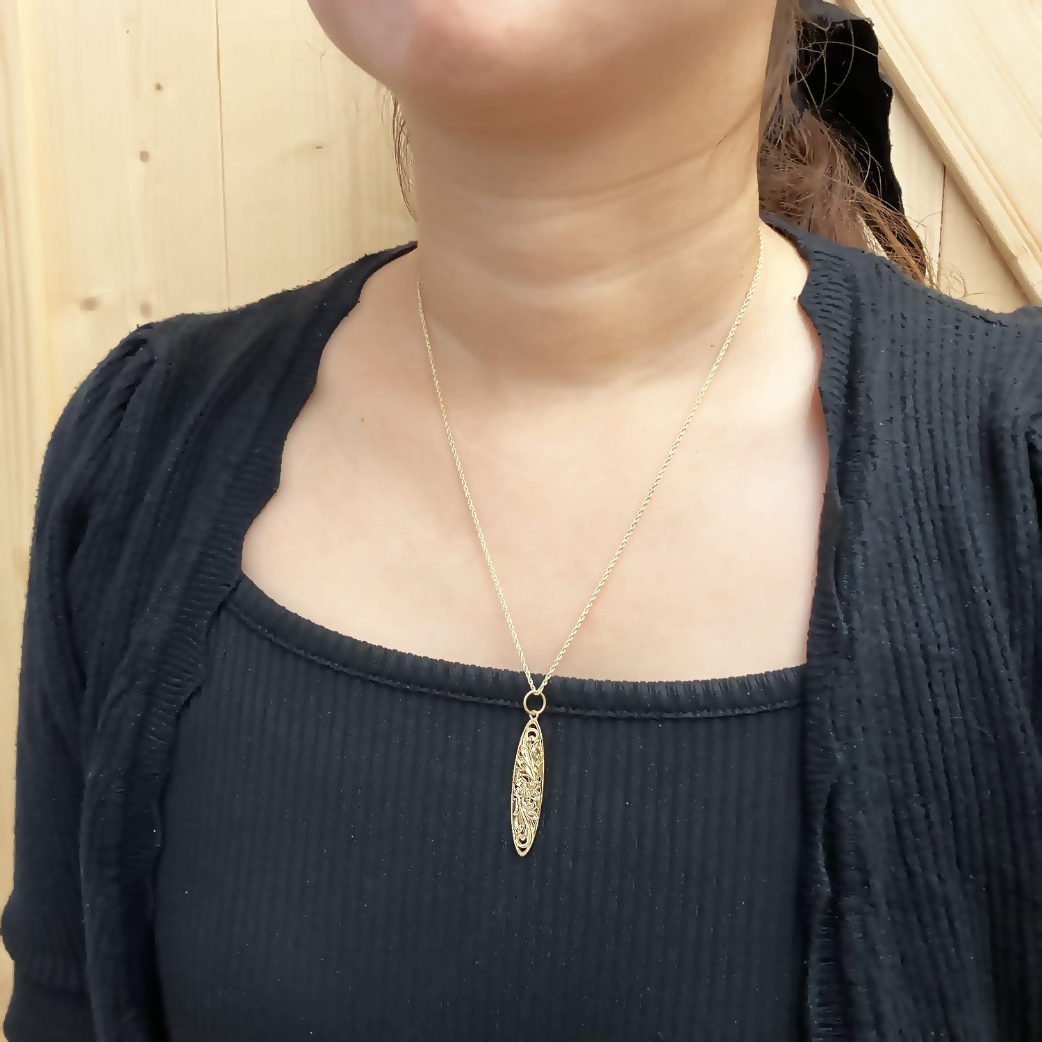 [14K Gold]Surfboard Cut Out Work Pendant*Made-to-order*(KP0135)