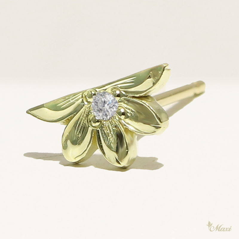 Naupaka earring with Diamond _Green gold