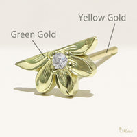 Naupaka earring with Diamond _green gold description