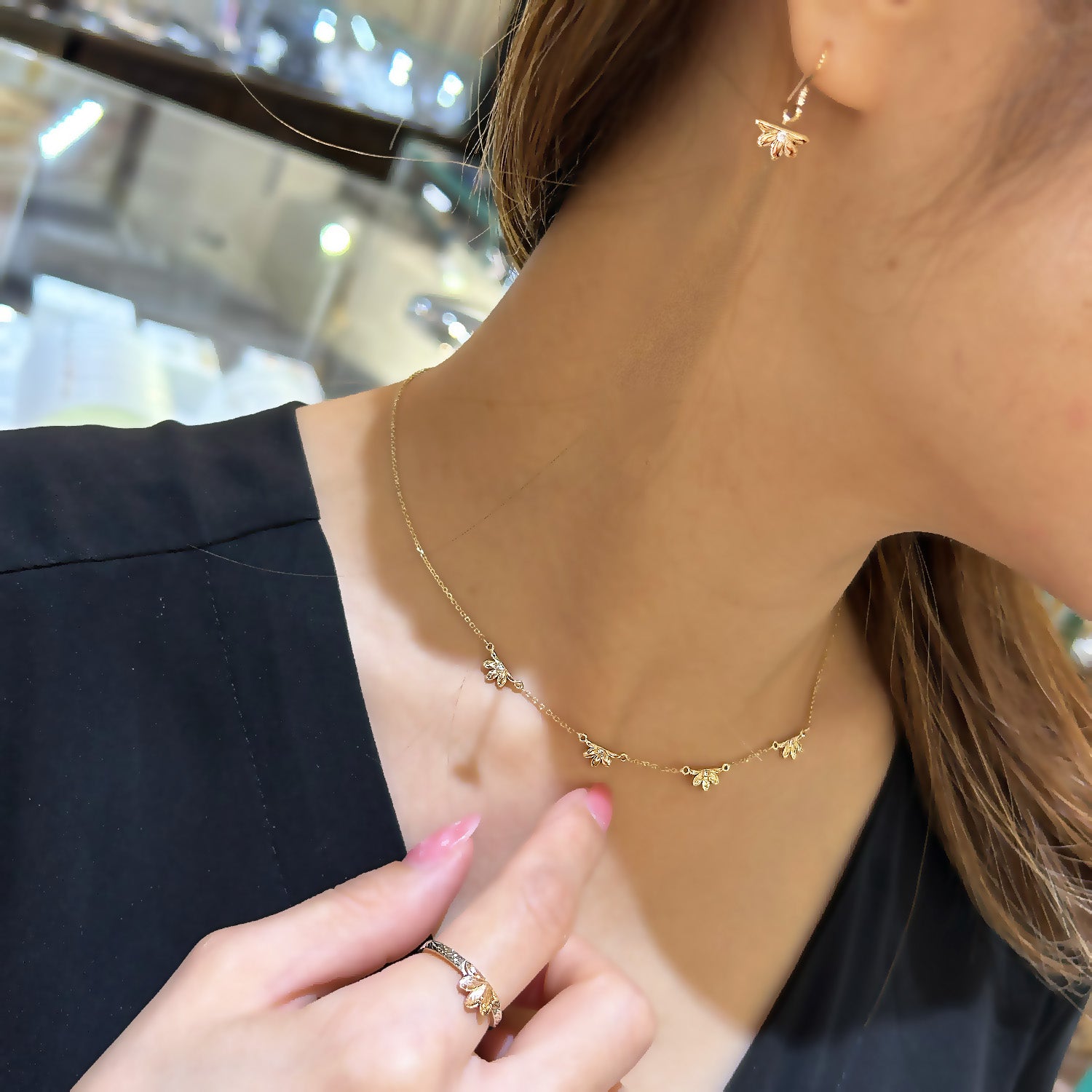 Two Tone Color Naupaka Cutout Ring [14K Gold] 