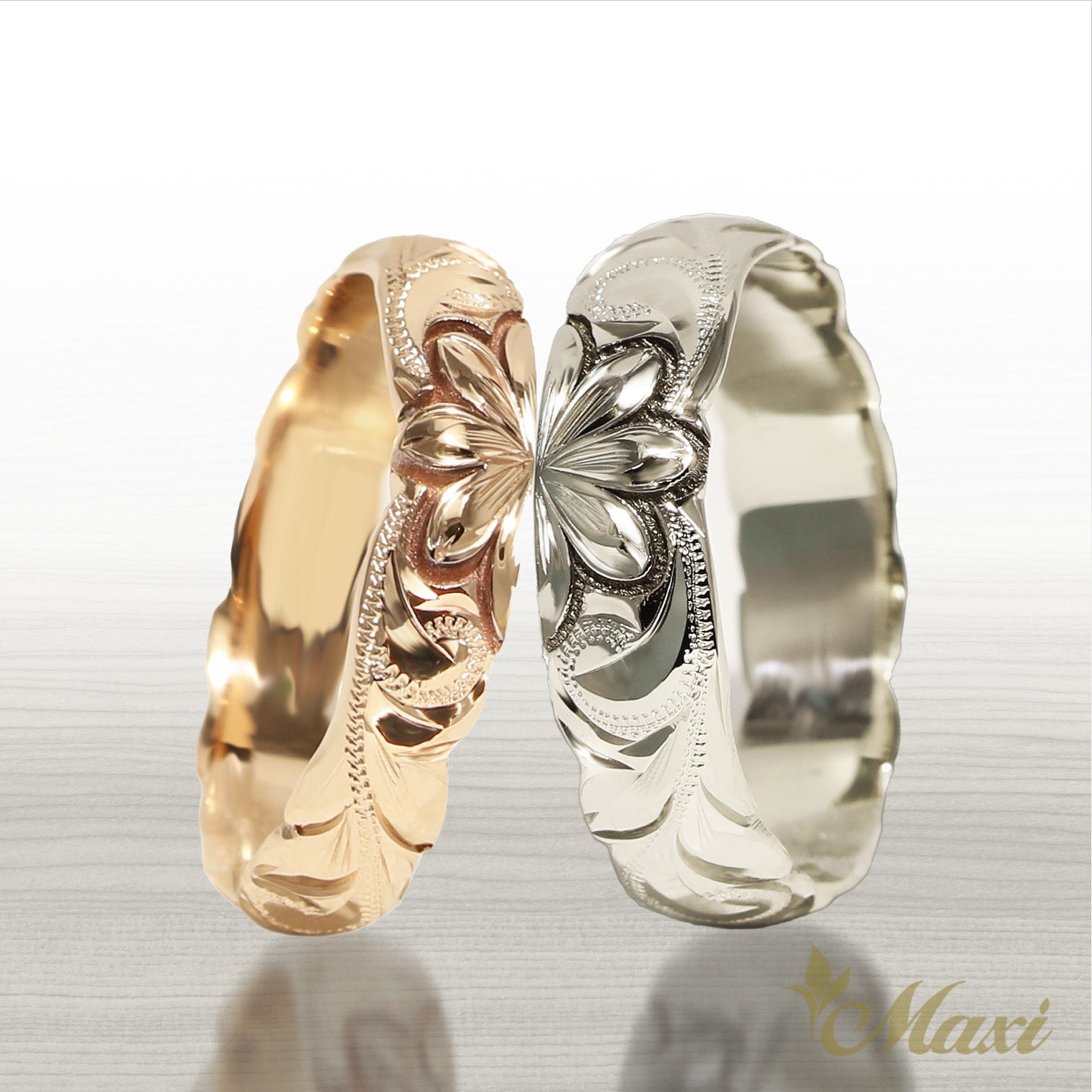 4mm & 6mm Naupaka Couple Rings [14K/18K Gold·Platinum]