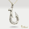 Double Side Engraving Fish Hook Pendant-Large [Silver 925]