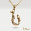 Double Side Engraving Fish Hook Pendant-Small [14K/18K Gold]