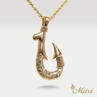 Double Side Engraving Fish Hook Pendant-Small [14K/18K Gold]