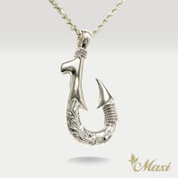 Double Side Engraving Fish Hook Pendant-Small [Silver 925]
