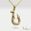Double Side Engraving Fish Hook Pendant-Small [14K/18K Gold]