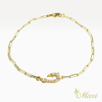 Fish Hook Bracelet with Diamond_Small  [14K/18K Gold]