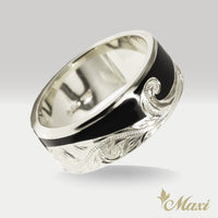 Black Enamel Nalu Wave Ring [14K/18K Gold]