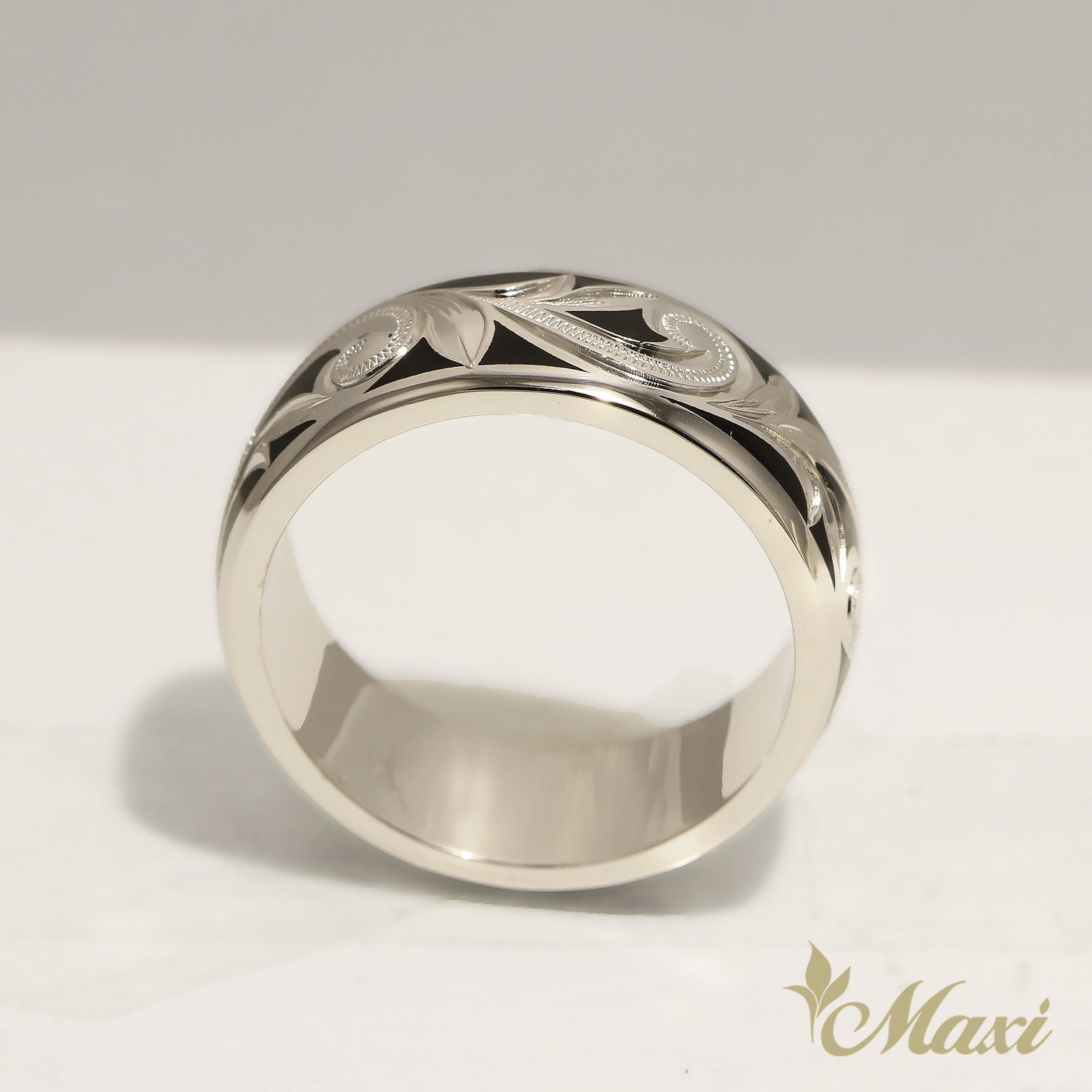[14K/18K Gold] Black Enamel 8mm Ring (R0439_8mm)