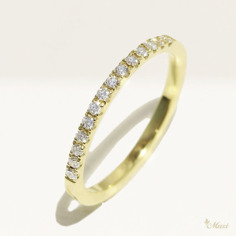 [14K/18K Gold] 1.5mm Wave Cut Half Eternity Diamond Ring-1.3mm Diamond(R0887) *Made to Order*