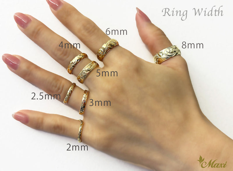 Ring width examples on a hand 