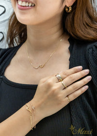 Nalu Wave Bracelet with Paper Clip Cahin [14K Gold]