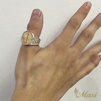 Maile Quilt Signet Ring_Round [Silver 925/14K Gold]