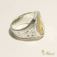 Maile Quilt Signet Ring_Round [Silver 925/14K Gold]