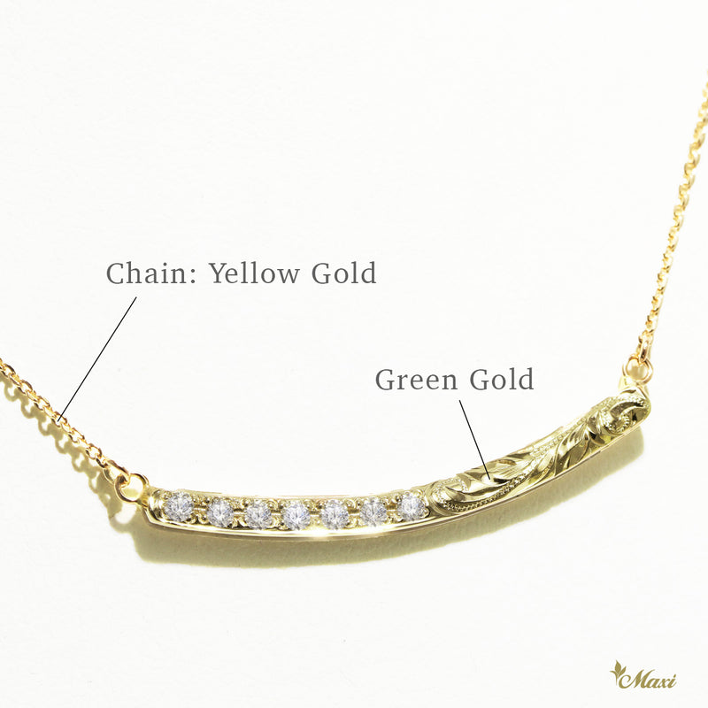 [14K/18K Gold] Wa'a Horizontal Necklace with Diamonds