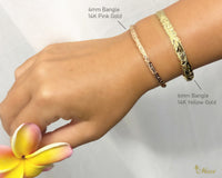 6mm Open Bangle Bracelet_Barrel Shape_Cut Out Edge [14K/18K Gold]