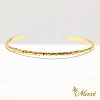3mm Open Bangle Bracelet_Barrel Shape_Cut Out Edge [14K/18K Gold]