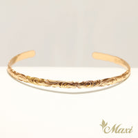 4mm Open Bangle Bracelet_Barrel Shape_Cut Out Edge [14K/18K Gold]