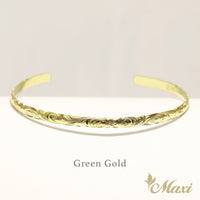 4mm Open Bangle Bracelet_Barrel Shape_Cut Out Edge [14K/18K Gold]