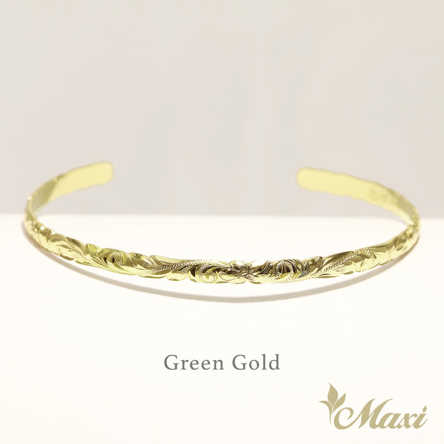 4mm Open Bangle Bracelet_Barrel Shape_Cut Out Edge [14K/18K Gold]