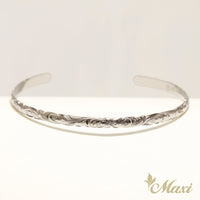4mm Open Bangle Bracelet_Barrel Shape_Cut Out Edge [14K/18K Gold]