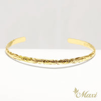 4mm Open Bangle Bracelet_Barrel Shape_Cut Out Edge [14K/18K Gold]