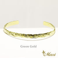 6mm Open Bangle Bracelet_Barrel Shape_Cut Out Edge [14K/18K Gold]