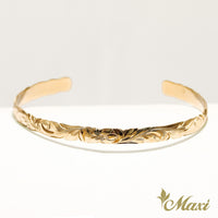 6mm Open Bangle Bracelet_Barrel Shape_Cut Out Edge [14K/18K Gold]
