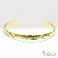 8mm Open Bangle Bracelet_Barrel Shape_Cut Out Edge [14K/18K Gold]